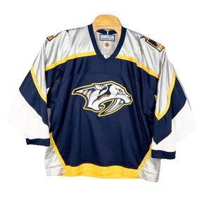 Vtg Bauer Nashville‎ Predators Hockey Jersey Mens Large NHL Made In Canada